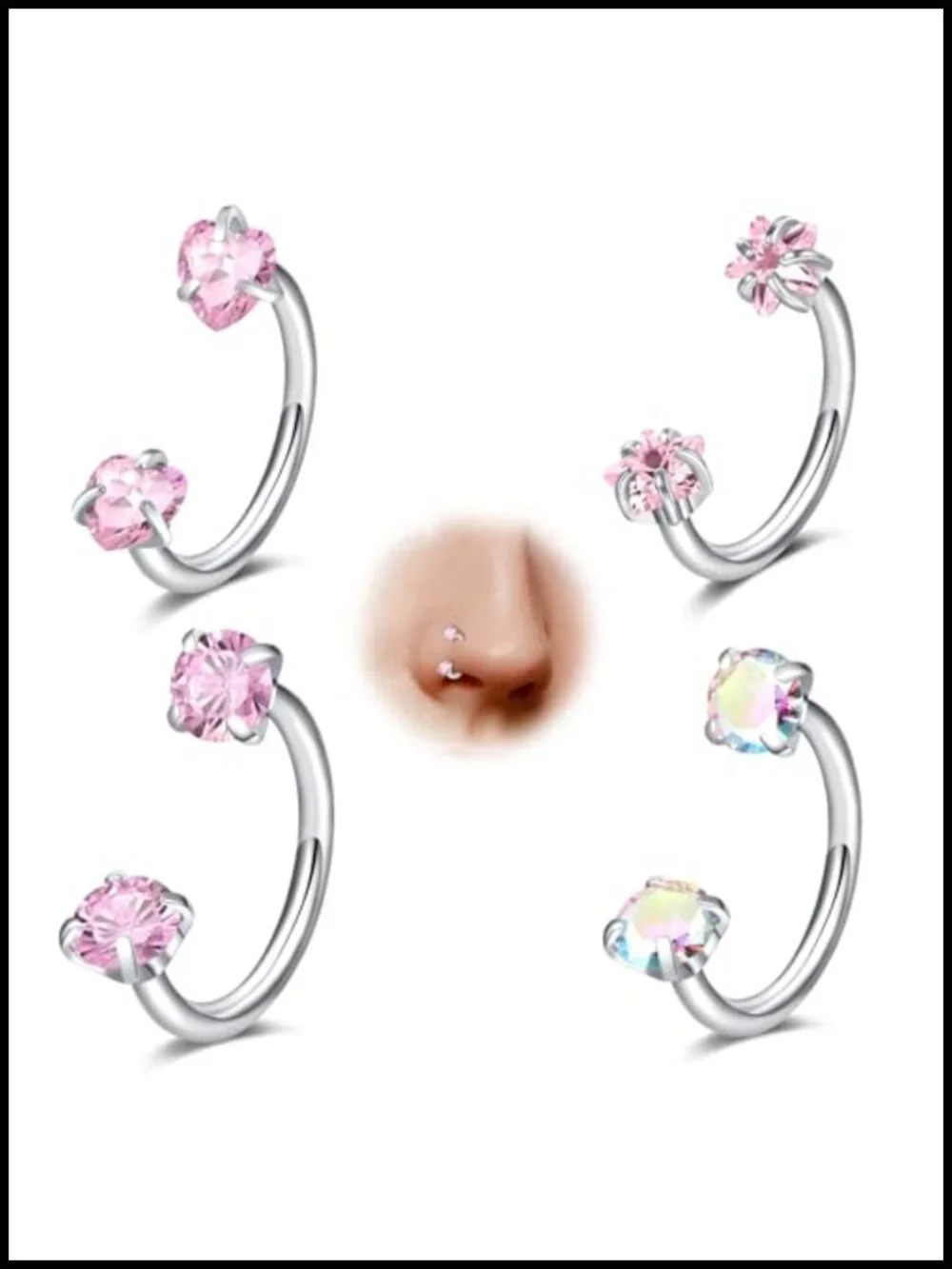 18G Surgical Steel Septum Horseshoe Nose Ring Hoop Lip Tragus Helix Piercing